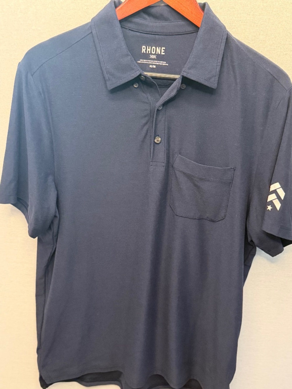 Rhone x Barry’s Work From Home Polo Men’s Medium Navy Performance Shirt